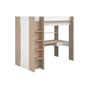 Vente-Unique.com Lit mezzanine avec bureau et armoire - 90 x 200 cm - Coloris : Blanc et naturel - AUCKLAND - Publicité