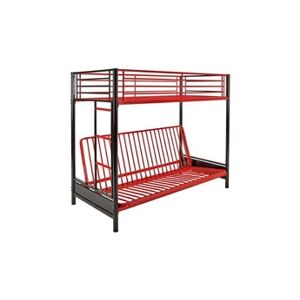 Vente-Unique.com Lit mezzanine 90 x 190 cm - Avec banquette convertible - Métal - Noir et rouge - MODULO V - Publicité