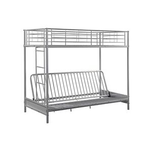 Vente-Unique.com Lit mezzanine 90 x 190 cm - Avec banquette convertible - Métal - Argent - MODULO V - Publicité