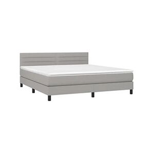 VIDAXL Sommier à lattes de lit matelas LED Gris clair 160x200 cm Tissu - Publicité