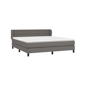 VIDAXL Sommier à lattes de lit avec matelas Gris 180x200 cm Similicuir - Publicité