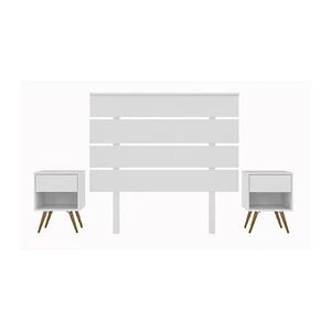 Pegane Ensemble de tête de lit 160 cm + 2 tables de chevet en bois coloris blanc, chêne -- - Publicité