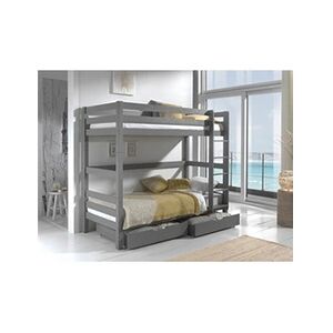 Altobuy SLEEPY - Lit Superposé H180 Laqué Gris 90x200cm avec 2 Tiroirs - - Publicité