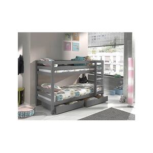 Altobuy SLEEPY - Lit Superposé H140 Laqué Gris 90x200cm avec 2 Tiroirs - - Publicité