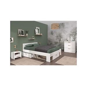 Parisot Chambre complete adulte DREAM : Lit 140 190 200 cm 2 chevets Commode Décor et chene - Publicité