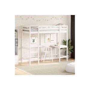 VIDAXL Lit superposé avec bureau blanc 80x200 cm bois de pin massif - Publicité