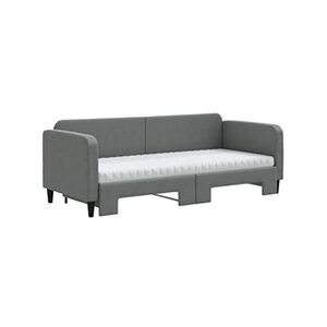 VIDAXL Lit de jour avec gigogne et matelas gris foncé 80x200 cm tissu - Publicité