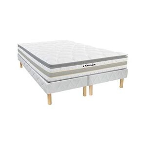 Vente-Unique.com Ensemble sommier + Matelas ressorts ensachés et surmatelas intégré CANTERBURY de YSMEE - 180 x 200 cm - Publicité