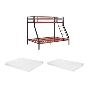 Vente-Unique.com Lits superposés ELEVATIO IV - 90 et 140 x 190 cm - Acier - Noir et rouge + matelas - Publicité