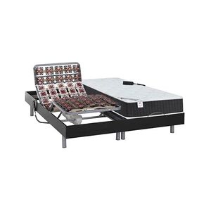 Vente-Unique.com Lit électrique relaxation tout plots matelas ressorts ensachés et mémoire forme PHANES de DREAMEA - moteurs OKIN - Noir - 2 x 70 x 190 cm - Publicité