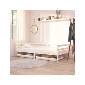 VIDAXL Tiroirs de lit 2 pcs Blanc Bois de pin massif - Publicité