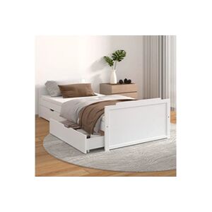 VIDAXL Cadre de lit avec tiroirs Blanc Bois de pin massif 90x200 cm - Publicité