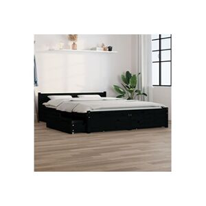 VIDAXL Cadre de lit avec tiroirs Noir 160x200 cm - Publicité