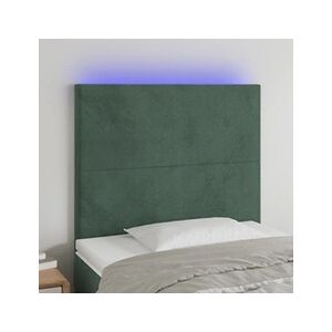 VIDAXL Tête de lit à LED Vert foncé 80x5x118/128 cm Velours - Publicité