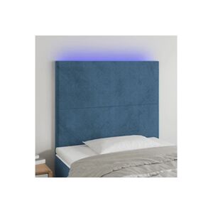 VIDAXL Tête de lit à LED Bleu foncé 80x5x118/128 cm Velours - Publicité