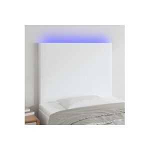VIDAXL Tête de lit à LED Blanc 80x5x118/128 cm Similicuir - Publicité