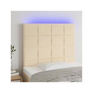 VIDAXL Tête de lit à LED Crème 80x5x118/128 cm Tissu - Publicité