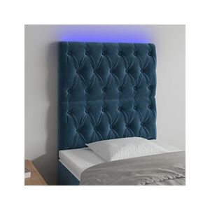 VIDAXL Tête de lit à LED Bleu foncé 80x7x118/128 cm Velours - Publicité