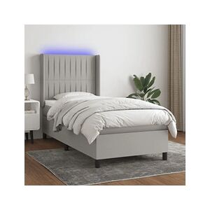 VIDAXL Sommier à lattes de lit matelas LED Gris clair 90x200cm Tissu - Publicité