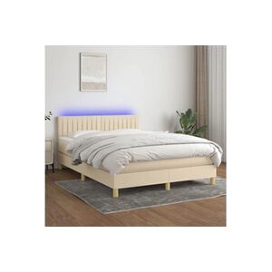 VIDAXL Sommier à lattes de lit avec matelas LED Crème 140x190 cm Tissu - Publicité