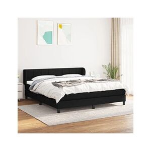 VIDAXL Sommier à lattes de lit avec matelas Noir 180x200 cm Tissu - Publicité