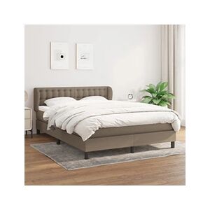 VIDAXL Sommier à lattes de lit avec matelas Taupe 140x200 cm Tissu - Publicité