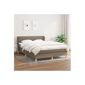 VIDAXL Sommier à lattes de lit avec matelas Taupe 140x200 cm Tissu - Publicité