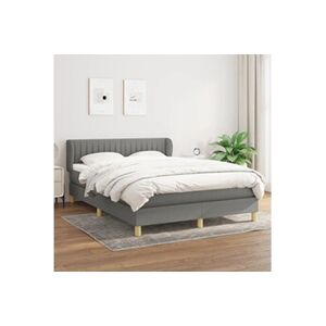 VIDAXL Sommier à lattes de lit avec matelas Gris foncé 140x200cm Tissu - Publicité