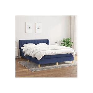 VIDAXL Sommier à lattes de lit avec matelas Bleu 140x200 cm Tissu - Publicité