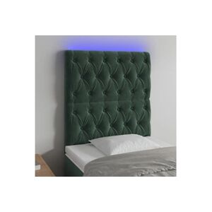 VIDAXL Tête de lit à LED Vert foncé 80x7x118/128 cm Velours - Publicité