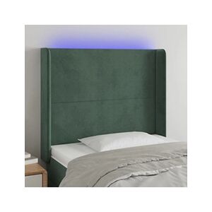 VIDAXL Tête de lit à LED Vert foncé 83x16x118/128 cm Velours - Publicité