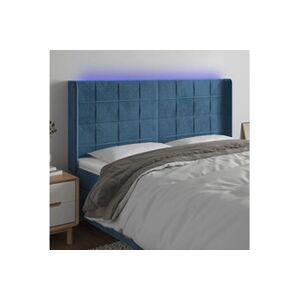 VIDAXL Tête de lit à LED Bleu foncé 203x16x118/128 cm Velours - Publicité