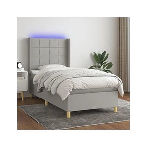 VIDAXL Sommier à lattes de lit matelas LED Gris clair 90x200cm Tissu - Publicité