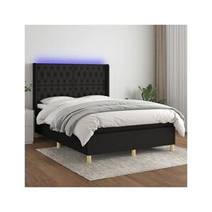 VIDAXL Sommier à lattes de lit matelas et LED Noir 140x200 cm Tissu - Publicité