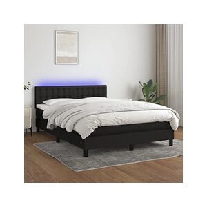 VIDAXL Sommier à lattes de lit avec matelas LED Noir 140x190 cm Tissu - Publicité