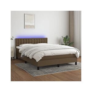 VIDAXL Sommier à lattes de lit matelas et LED Marron foncé 140x190 cm - Publicité