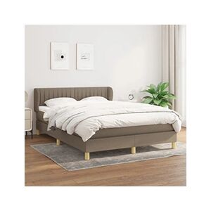 VIDAXL Sommier à lattes de lit avec matelas Taupe 140x200 cm Tissu - Publicité