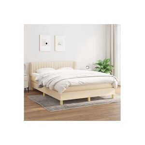 VIDAXL Sommier à lattes de lit avec matelas Crème 140x200 cm Tissu - Publicité