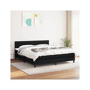 VIDAXL Sommier à lattes de lit avec matelas Noir 180x200 cm Tissu - Publicité