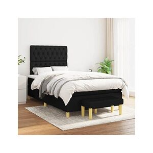 VIDAXL Sommier à lattes de lit avec matelas Noir 120x200 cm Tissu - Publicité