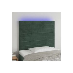 VIDAXL Tête de lit à LED Vert foncé 90x5x118/128 cm Velours - Publicité