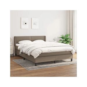 VIDAXL Sommier à lattes de lit avec matelas Taupe 140x190 cm Tissu - Publicité