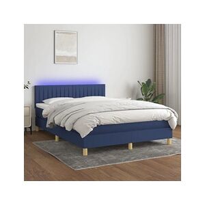 VIDAXL Sommier à lattes de lit avec matelas LED Bleu 140x190 cm Tissu - Publicité