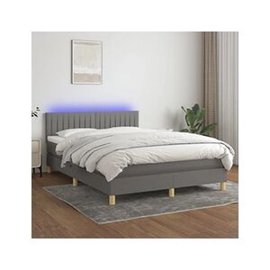 VIDAXL Sommier à lattes de lit et matelas et LED Gris foncé 140x190 cm - Publicité