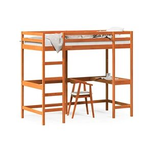 VIDAXL Lit superposé avec bureau cire marron 90x190 cm bois pin massif - Publicité