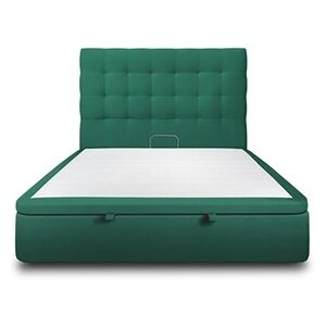 GENERIQUE Lit coffre 180x200cm avec tête de lit capitonnee Velours Vert - Hauteur totale : 39cm - Publicité