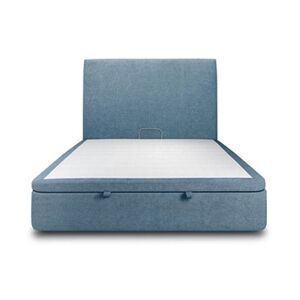 GENERIQUE Lit coffre 180x200cm avec tête de lit tapissier Tissu Bleu - Hauteur totale : 39cm - Publicité