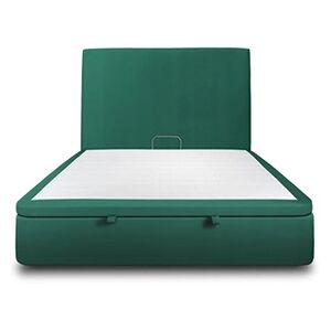 GENERIQUE Lit coffre 180x200cm avec tête de lit tapissier Velours Vert - Hauteur totale : 39cm - Publicité