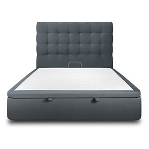 GENERIQUE Lit coffre 200x200cm avec tête de lit capitonnee Velours Gris anthracite - Hauteur totale : 39cm - Publicité