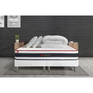 Somness Pack Matelas Energy 160x200 + Double Sommiers Blanc 80x200 + Couette + 2 Oreillers - Publicité